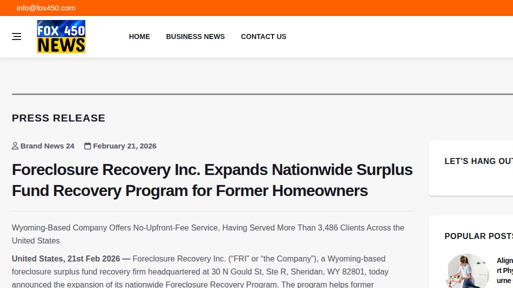 Our press release on Fox 45, February 9, 2026