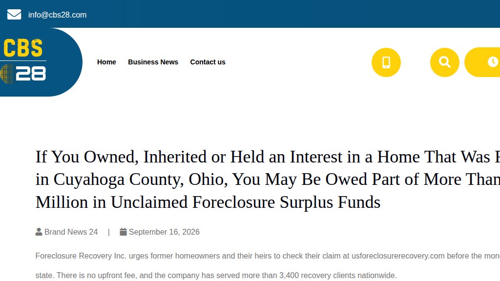 Our press release on CBS 28, September 16, 2026